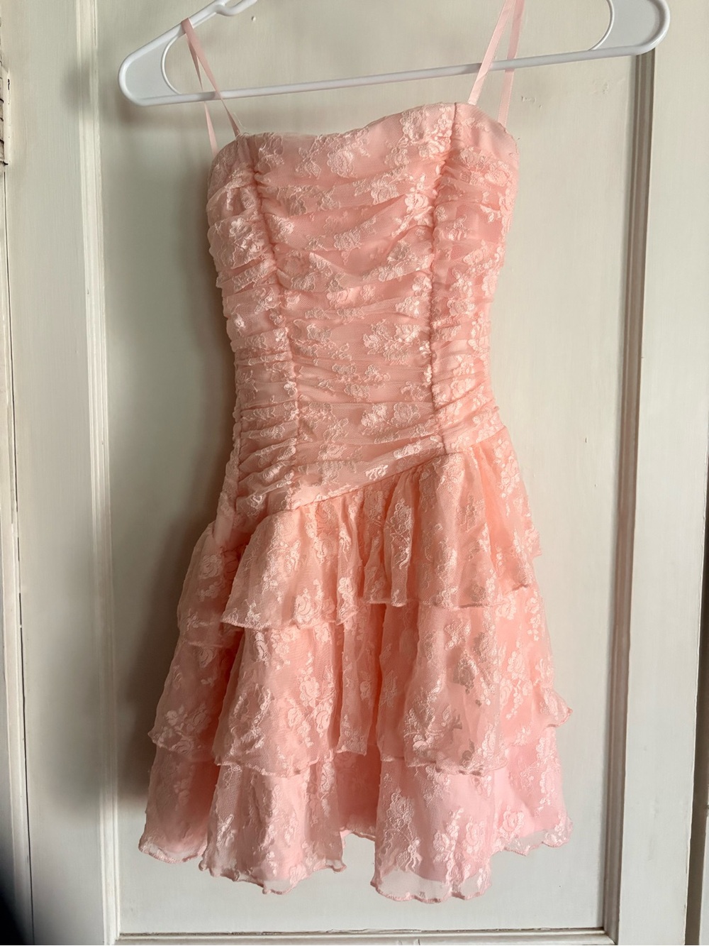 Pink Lace Tiered Party Dress for Girls